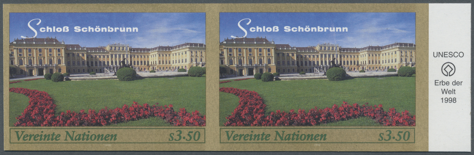 ** Vereinte Nationen - Wien: 1998. Imperforate Horizontal Pair For The 3.50s Value Of The Set "World Heritage" Sh - Neufs