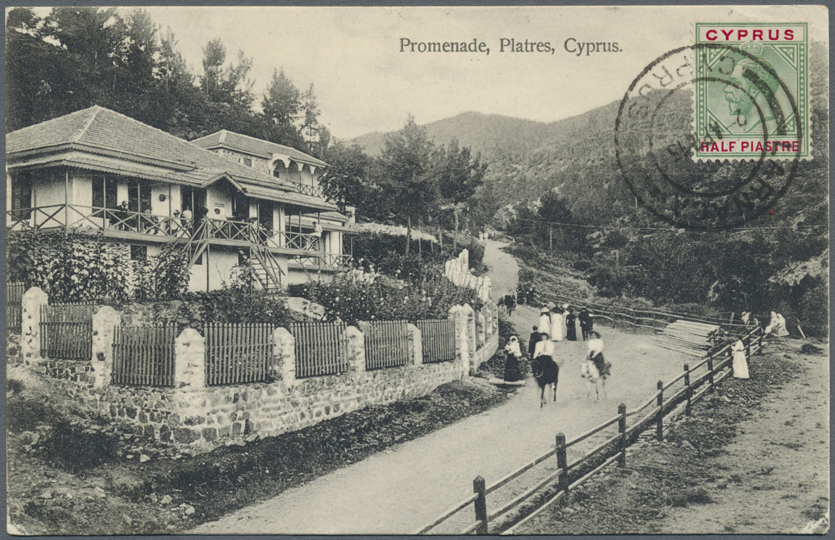 Br Zypern: 1915. Picture Post Card Of 'Platres Promenade, Cyprus' Addressed To Harrar, Ethiopia Bearing SG 75, ½ - Other & Unclassified