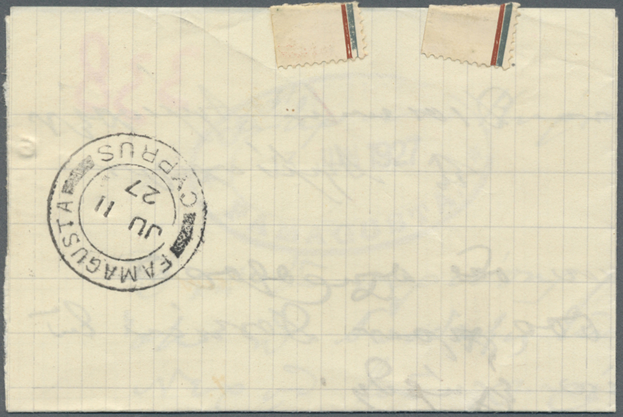 Br Zypern: 1927. Folded Letter Sheet Addressed To Famagusta Bearing SG 118, ½p Green Tied By Yialousa Date Stamp - Autres & Non Classés