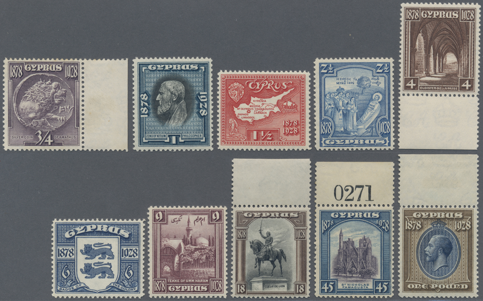 ** Zypern: 1928, 50 Jahre Britische Verwaltung, Komplette Serie Von 10 Werten In Taufrischer Postfrischer Luxusqu - Other & Unclassified