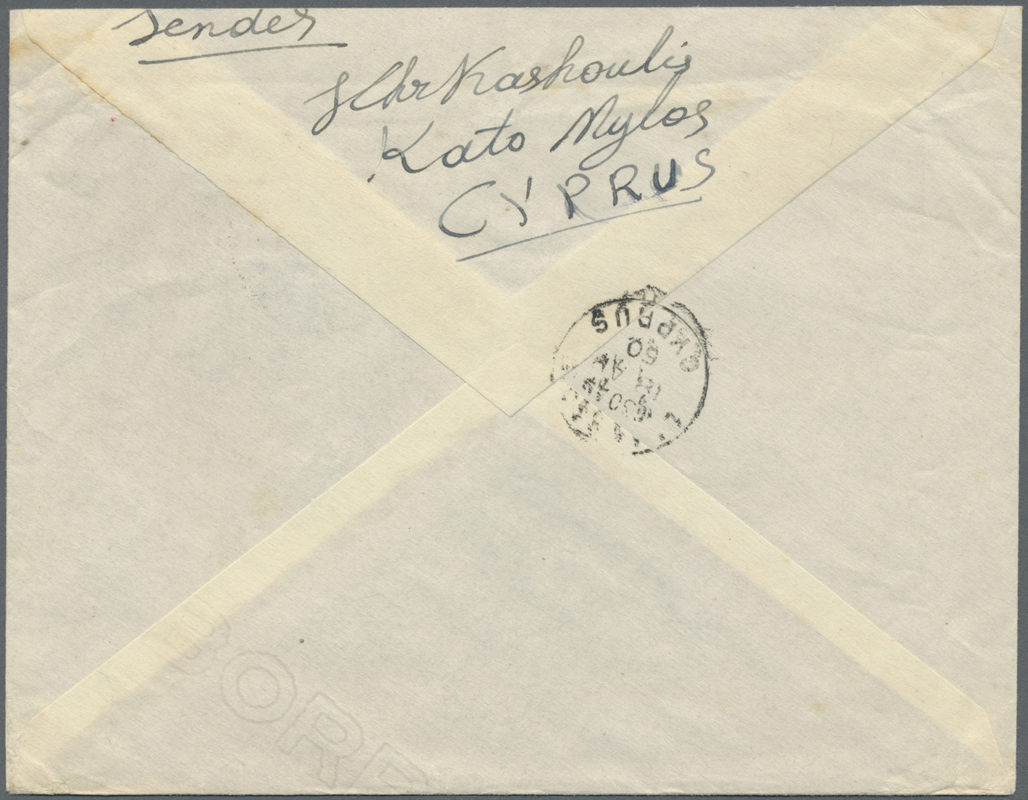 Br Zypern: 1950. Envelope Addressed To Wales Bearing SG 155b, 2p Carmine And Black Tied By Ayios-loannis-Agrou/G. - Other & Unclassified