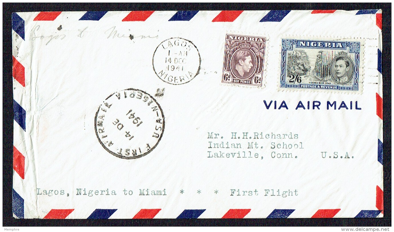 1941 PanAm First Flight Lagos - Miami  SG 55 &amp; 58 - Nigeria (...-1960)