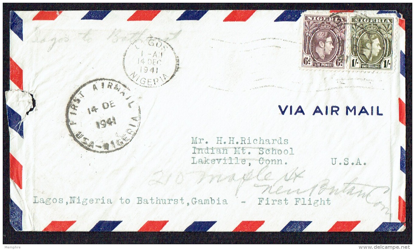 1941 PanAm First Flight Lagos - Bathurst, Gambia  SG 55, 56 - Nigeria (...-1960)