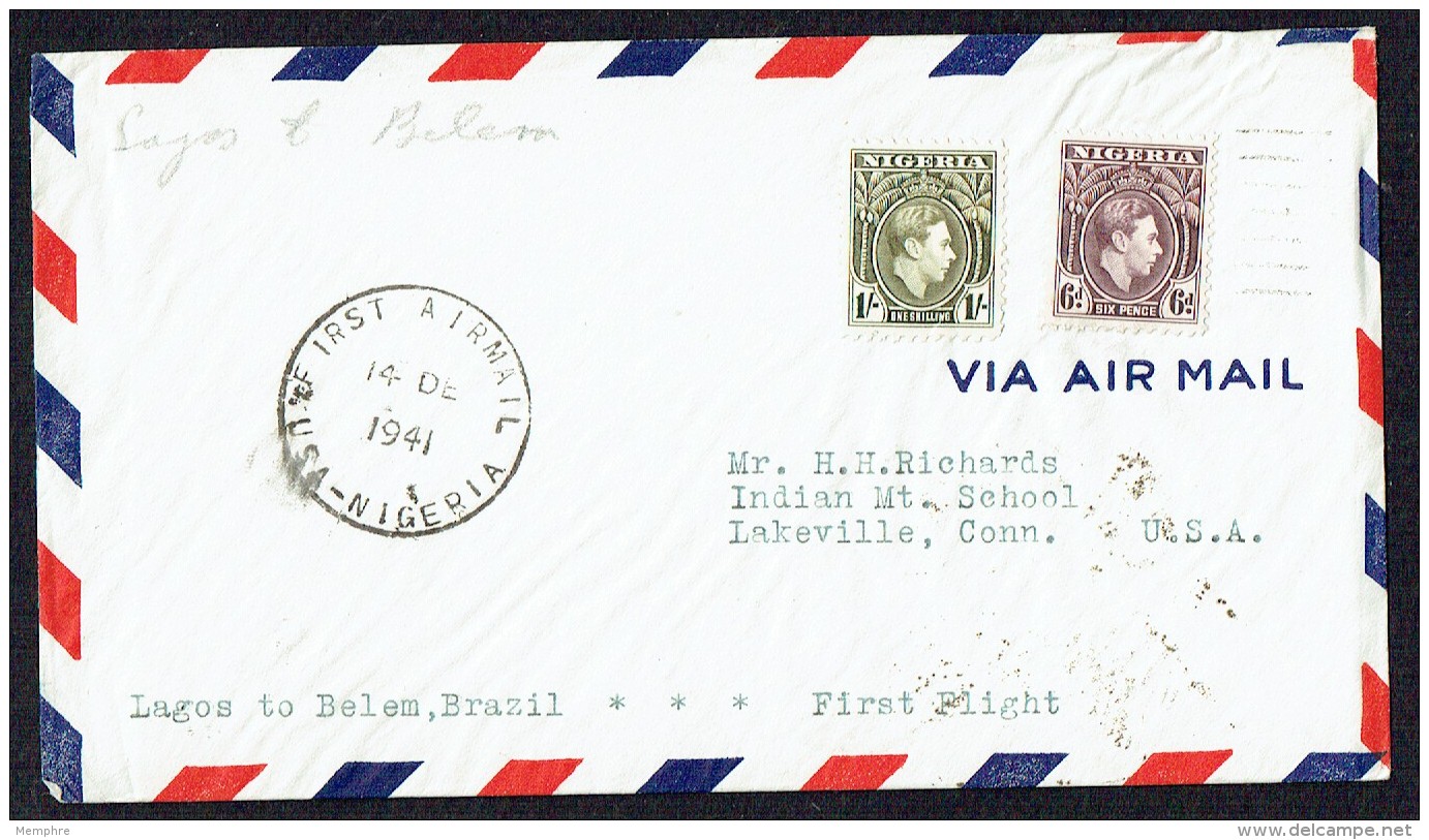 1941 PanAm First Flight Lagos - Belem, Brazil  SG 55, 56 - Nigeria (...-1960)