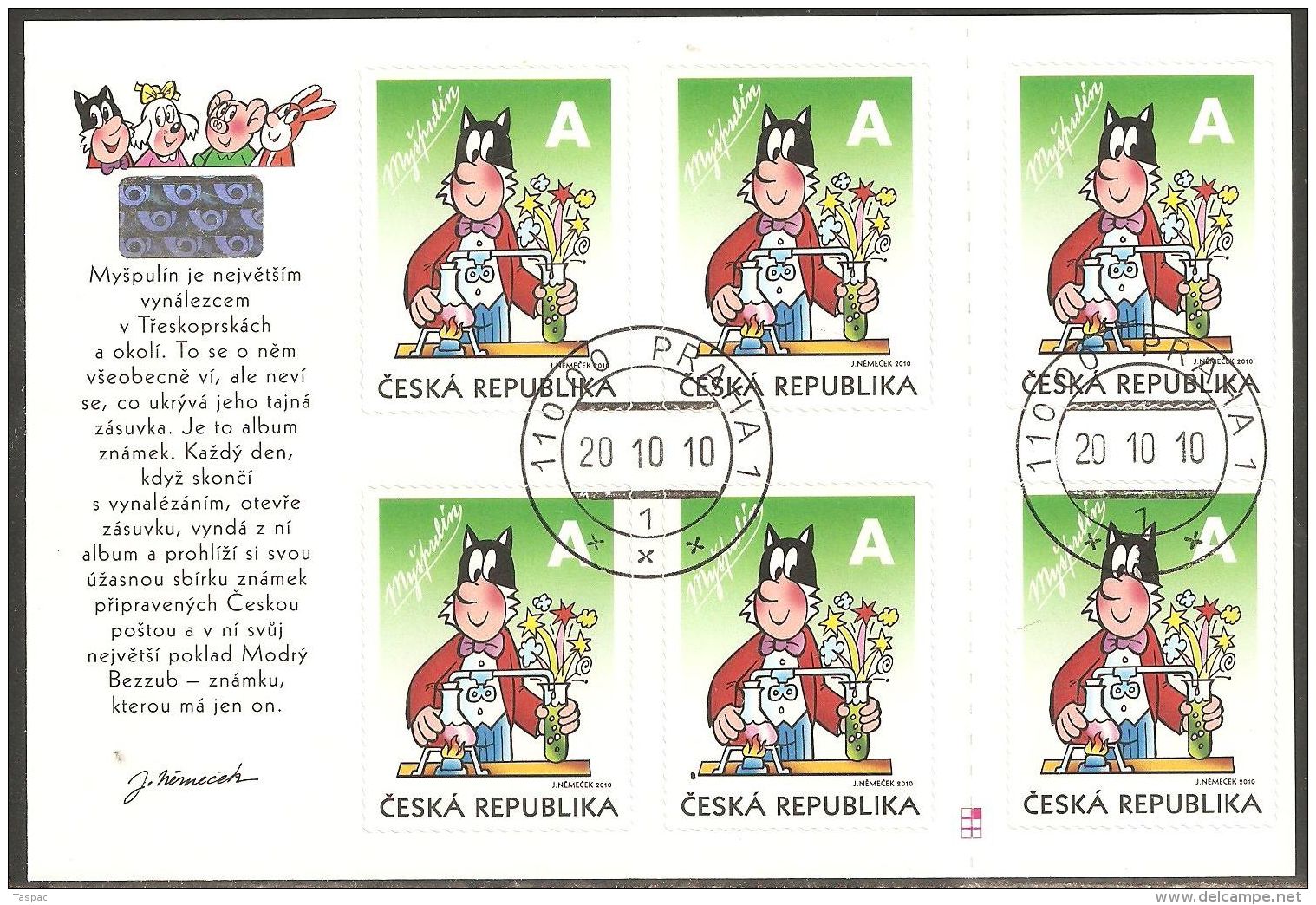 Czech Republic 2010 Mi# 659 Used - Block Of 6 - Comics - Used Stamps