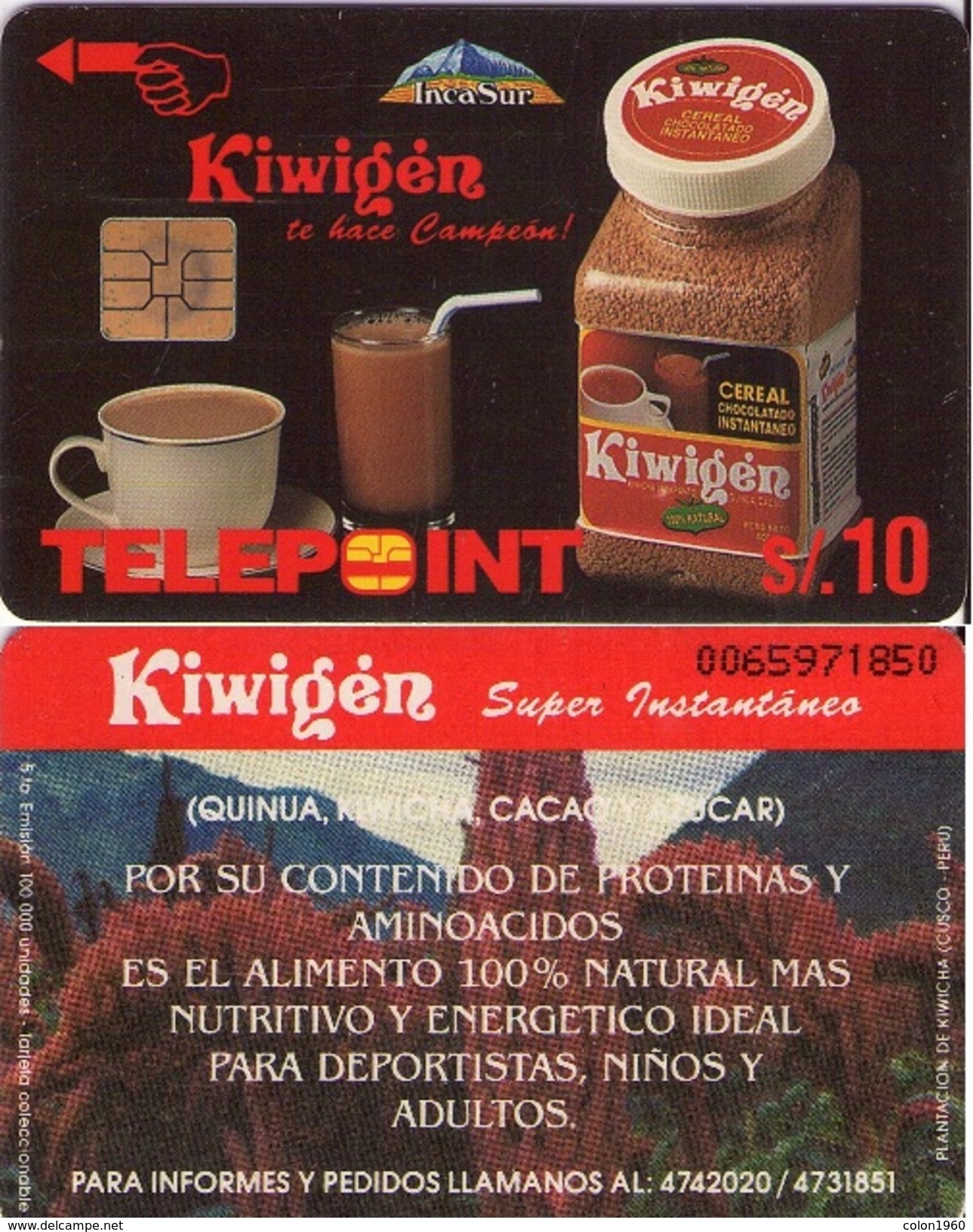 TARJETA TELEFONICA DE PERU. CEREAL KIWIGÉN. (223) - Perú