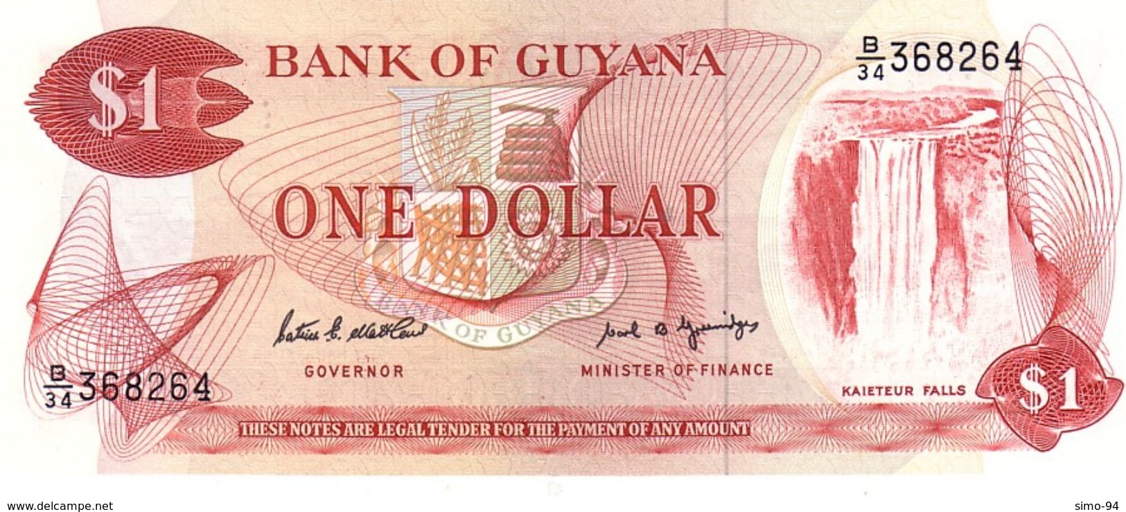 Guyana P.21f  1  Dollar 1992  Unc - Guyana