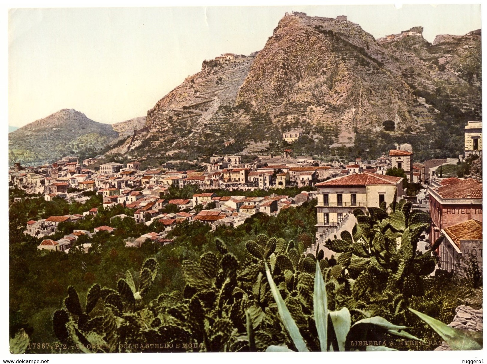 Fotocromia Photochromia 17867 P.z. TAORMINA COL CASTELLO E MOLA - Altri & Non Classificati