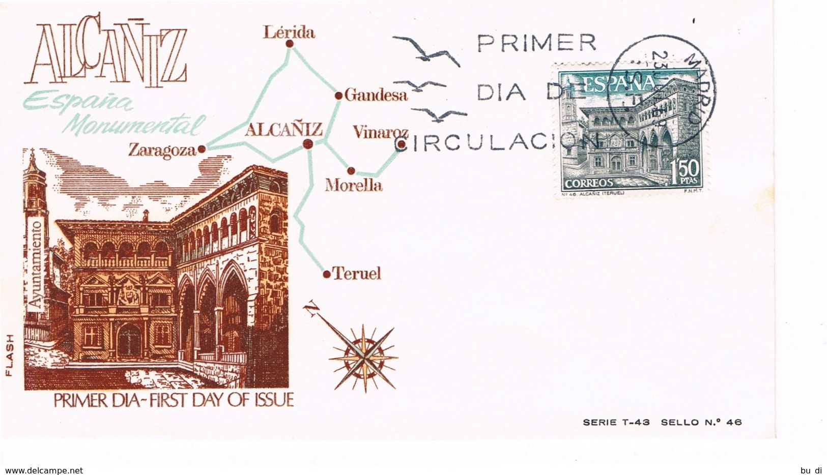 Spanien FDC 1825 Rathaus Von Alcaniz - Architektur - FDC