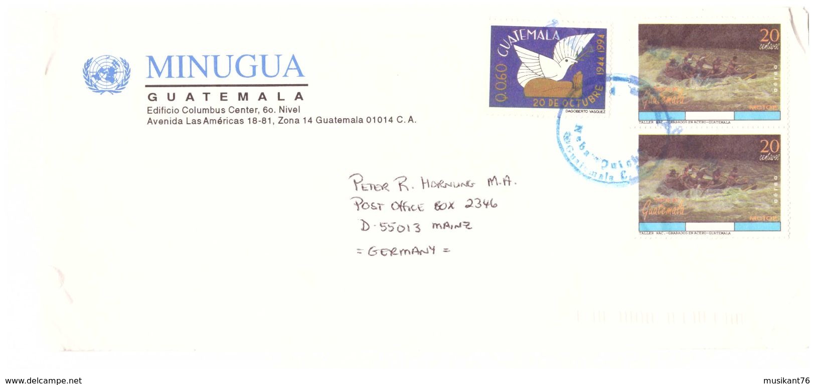 UNITED NATIONS Letter From Canadian Military Observer Of MINUGUA Mission Guatemala 1997 - Postal History