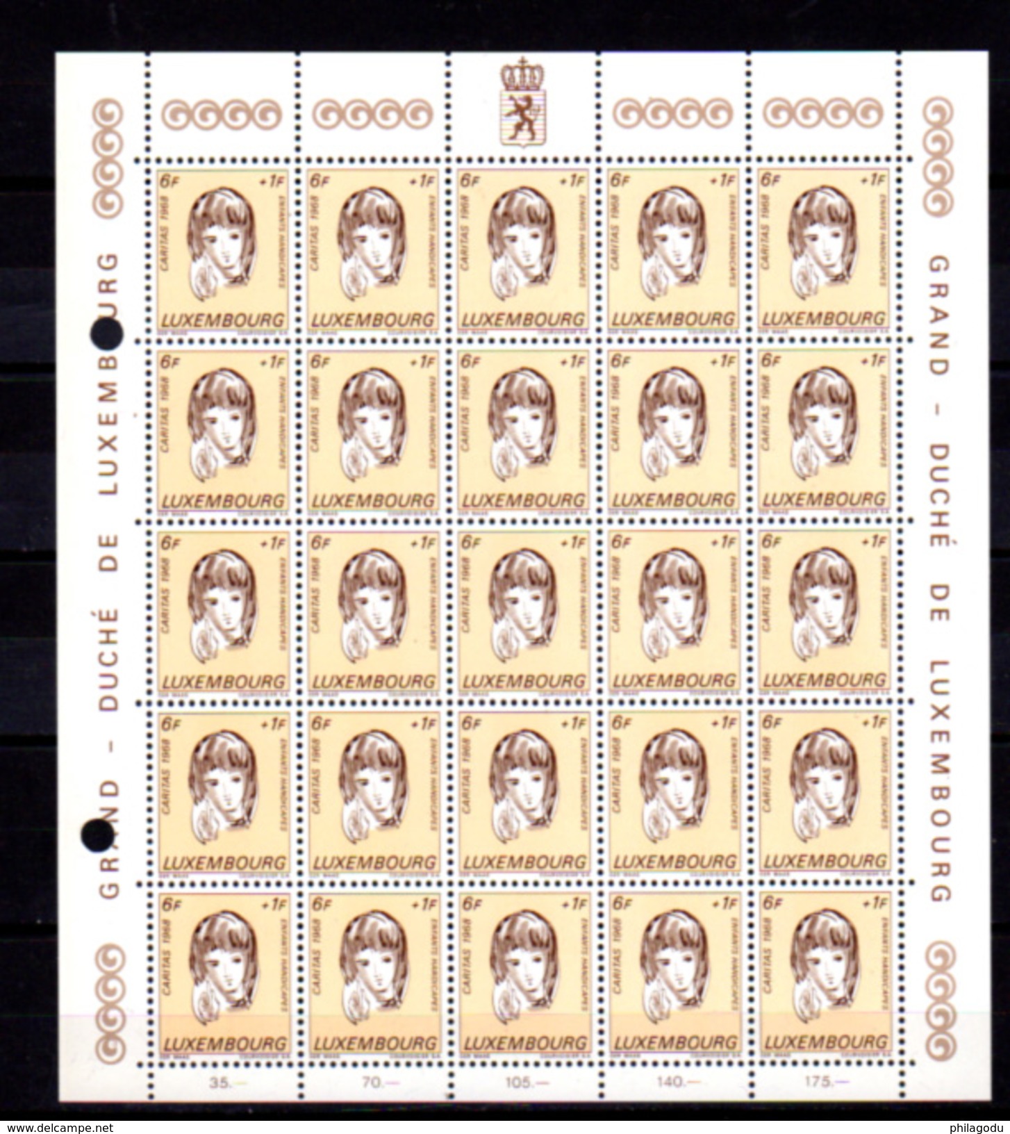 1968,    Enfants Handicapés, 729 /734**en Feuille De 25, Cote 100 €, - Fogli Completi