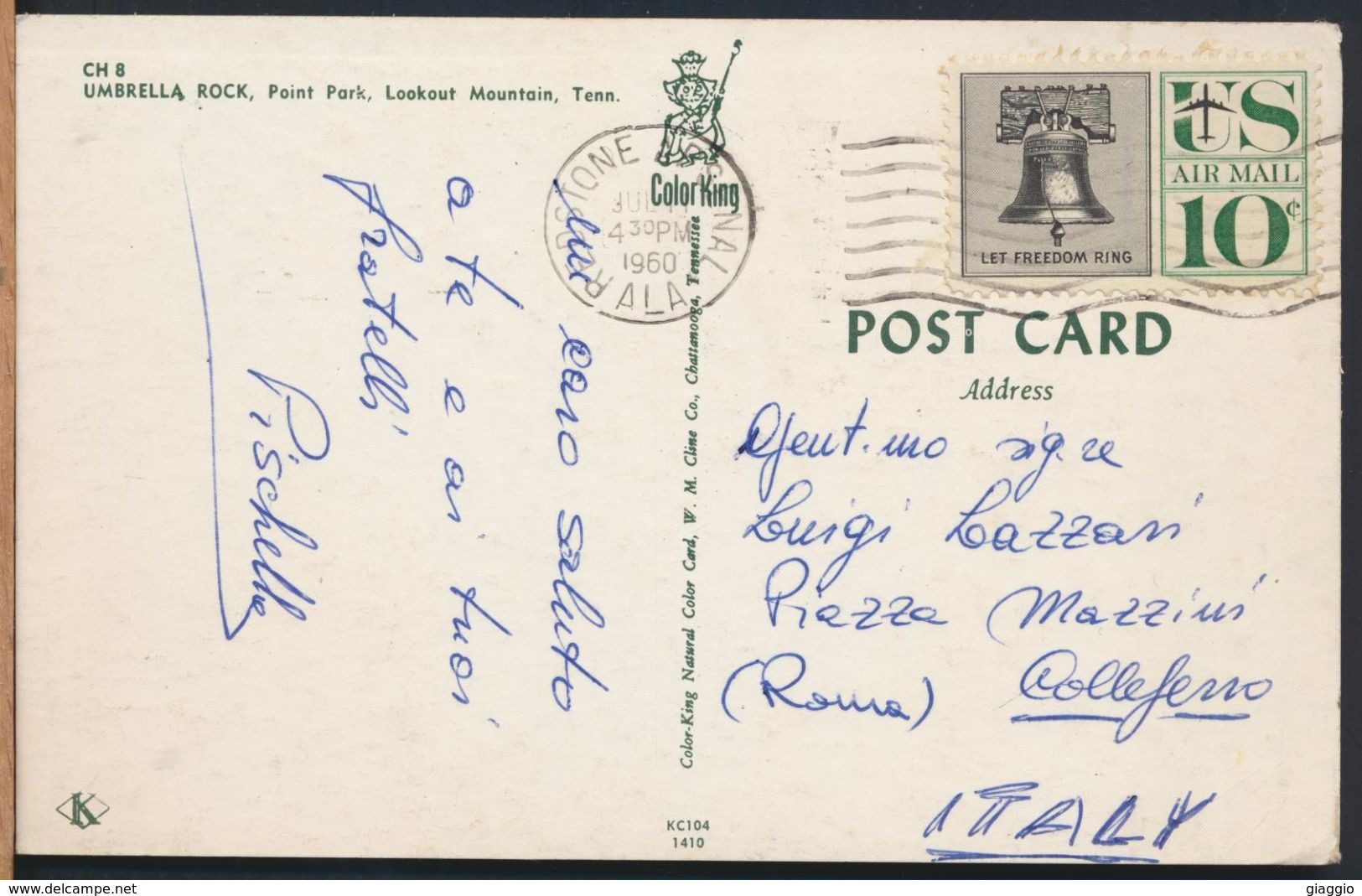 °°° 7932 - TN - CHATTANOOGA - LOOKOUT MOUNTAIN - UMBRELLA ROCK POINT PARK - 1960 With Stamps °°° - Chattanooga