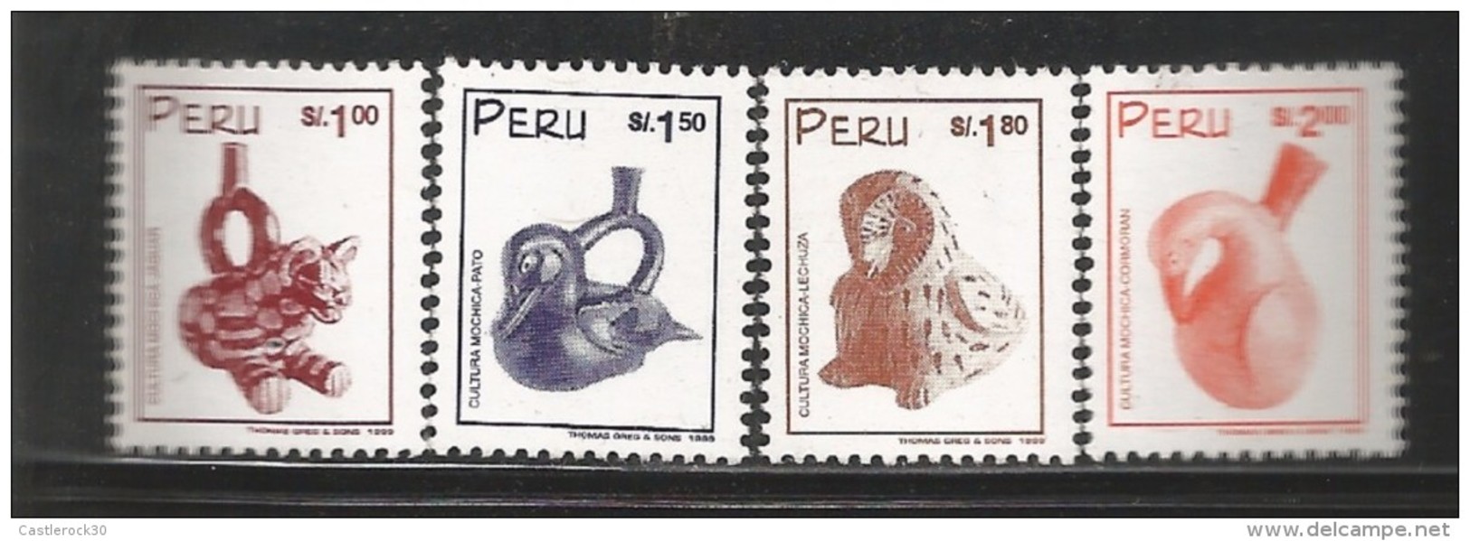 RB)1999 PERU,  CULTURE,  ANIMALS, OWL, DUCK, CAT,  MOCHICA POTTERY, SET OF 4, SC  1149 A502, SOUVENIR SHEETS, MNH - Peru