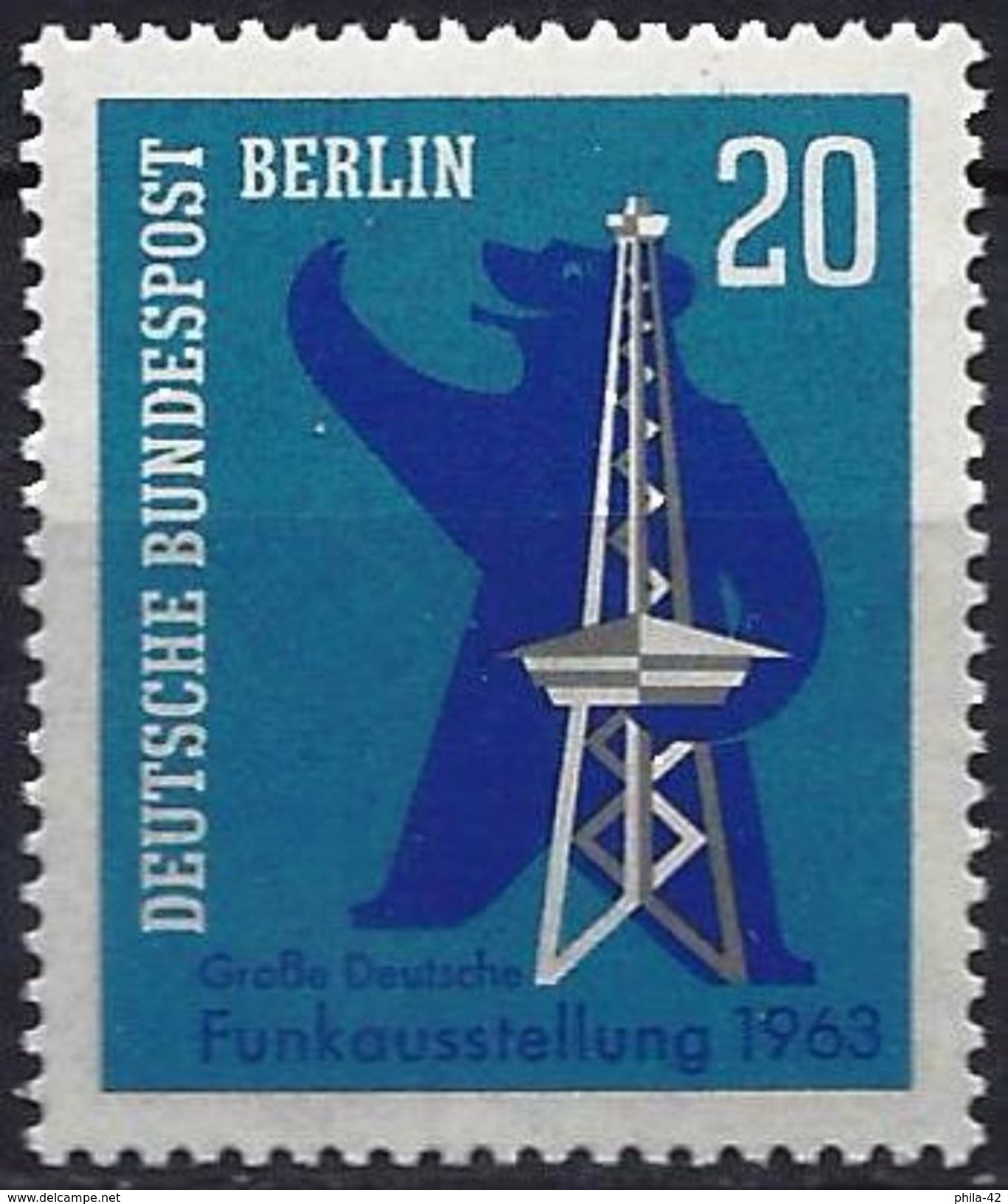 Germany (Berlin) 1962 - Berlin Bear, Radio Tower ( Mi 232 - YT 209 ) MNH** - Unused Stamps