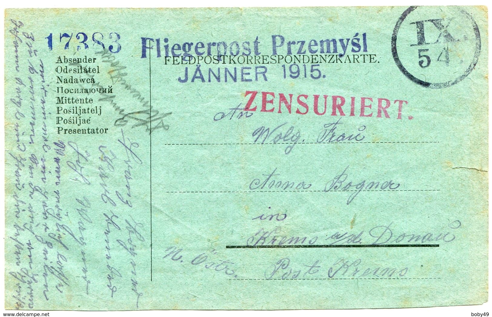Poste Aérienne Militaire Avec Contrôle De La Censure En 1915 - Briefe U. Dokumente