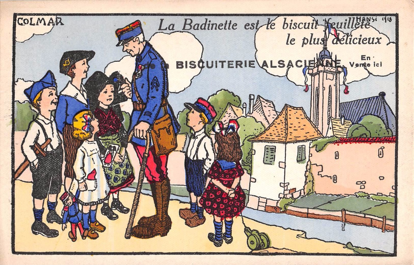 Illustrateur HANSI- COLMAR - La Badinette Est Le Biscuit Feuilleté ... La Biscuiterie Alsacienne Série 40 - Hansi