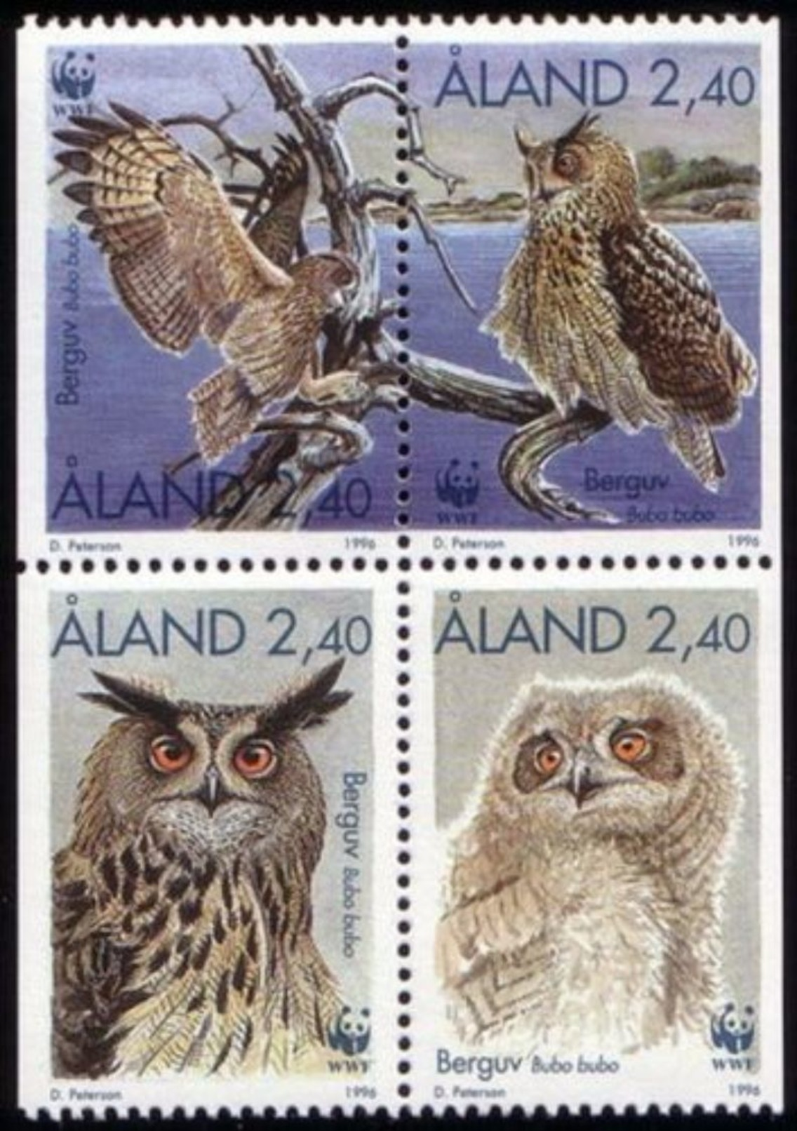 WWF Aland 1996 Eagle Owl Uhu Aigle Birds Prey Greivögel Roofvogel 4v MNH - Ungebraucht