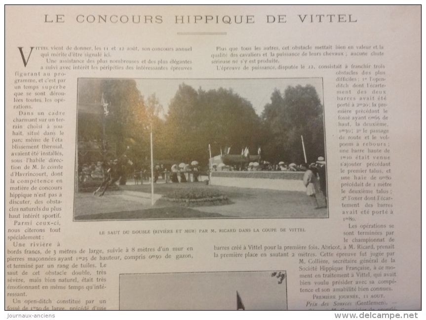 1909 AVIATION CHAMPAGNE BETHENY - VITTEL CONCOURS HIPPIQUE - LUNEVILLE - LION SUR MER - LES YACHTS FRANCAIS EN BELGIQUE - Autres & Non Classés
