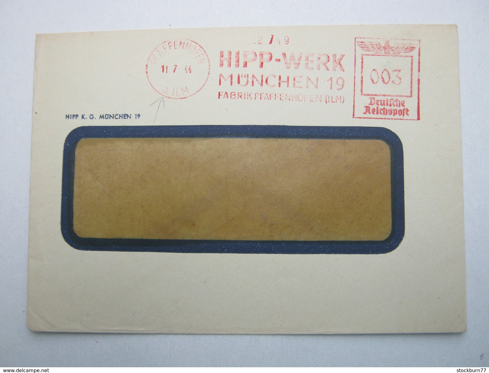 Firmen Freistempel , Meterstempel Auf Beleg Aus   Pfaffenhofen   1944 - Briefe U. Dokumente