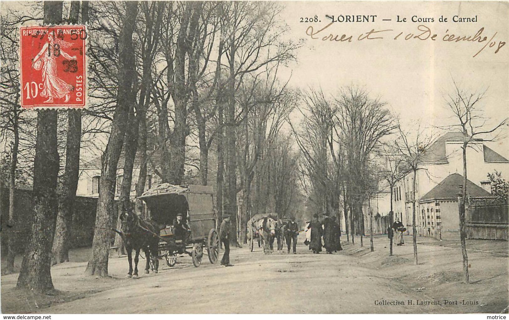 LORIENT - Le Cours De Carnel. (attelage) (carte Vendue En L'état) - Lorient