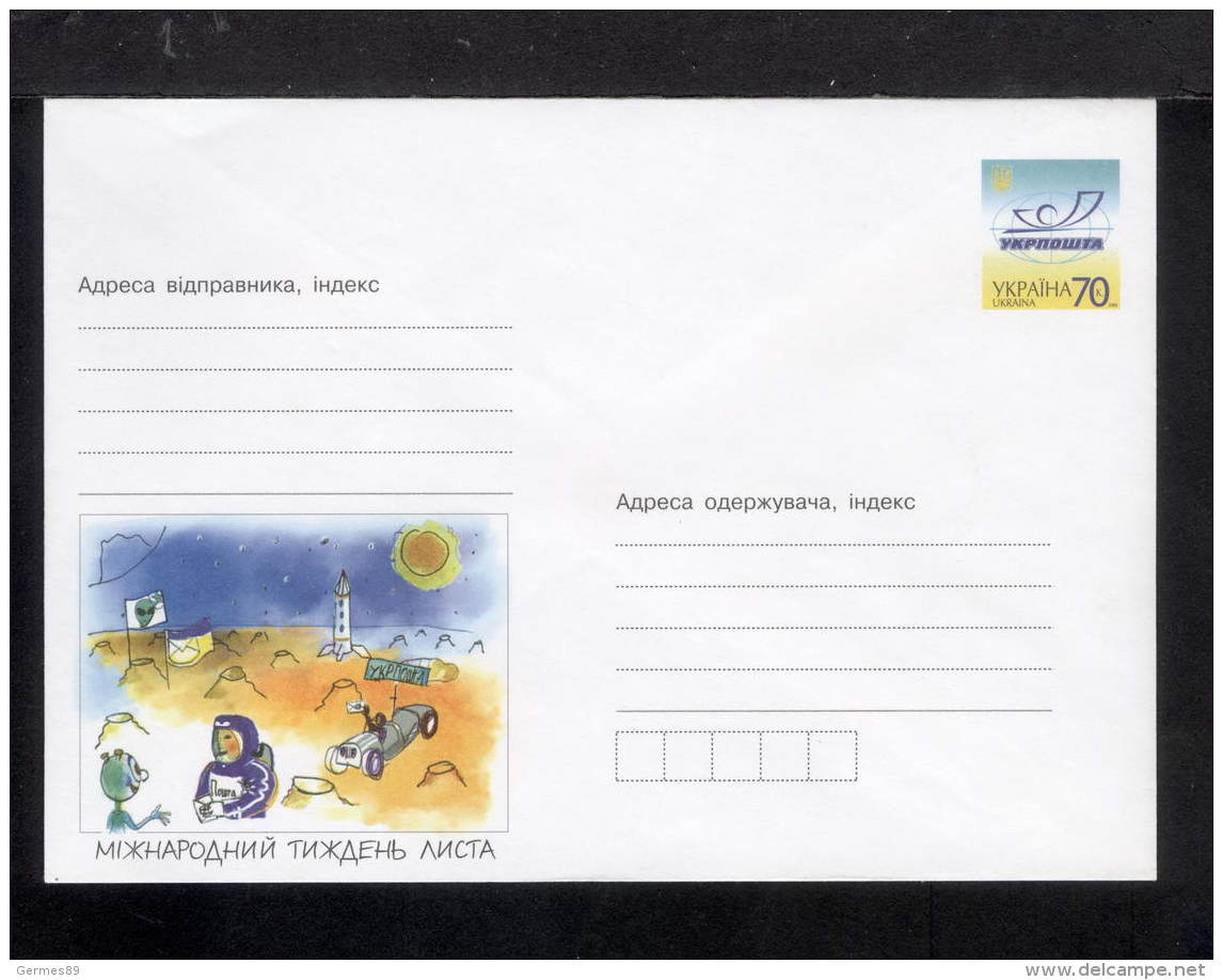 2006. Ukraine. Cover.International Week Of Letters. Artem Prudnikov's Script, 9 Years Old (postman On The Moon) No. 964 - Schmetterlinge