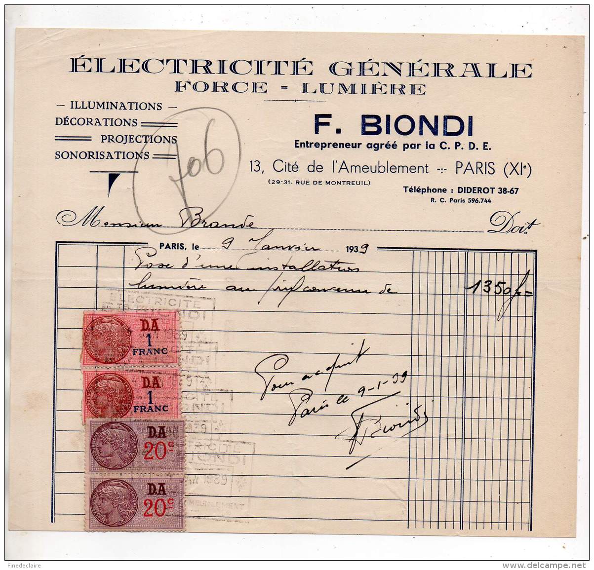 Electricité, F. Biondi, Paris - 1939 - 1900 – 1949