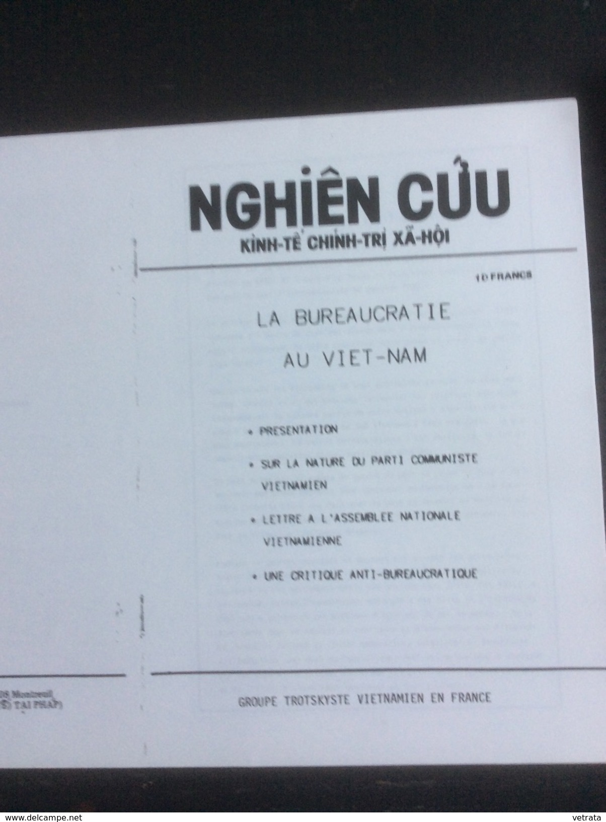 La Bureaucratie Au Vietnam (brochure Du Groupe Trotskyste Vietnamien En France - Nghiên Cúu - 6 Feuillets Photocopiés - - Other & Unclassified