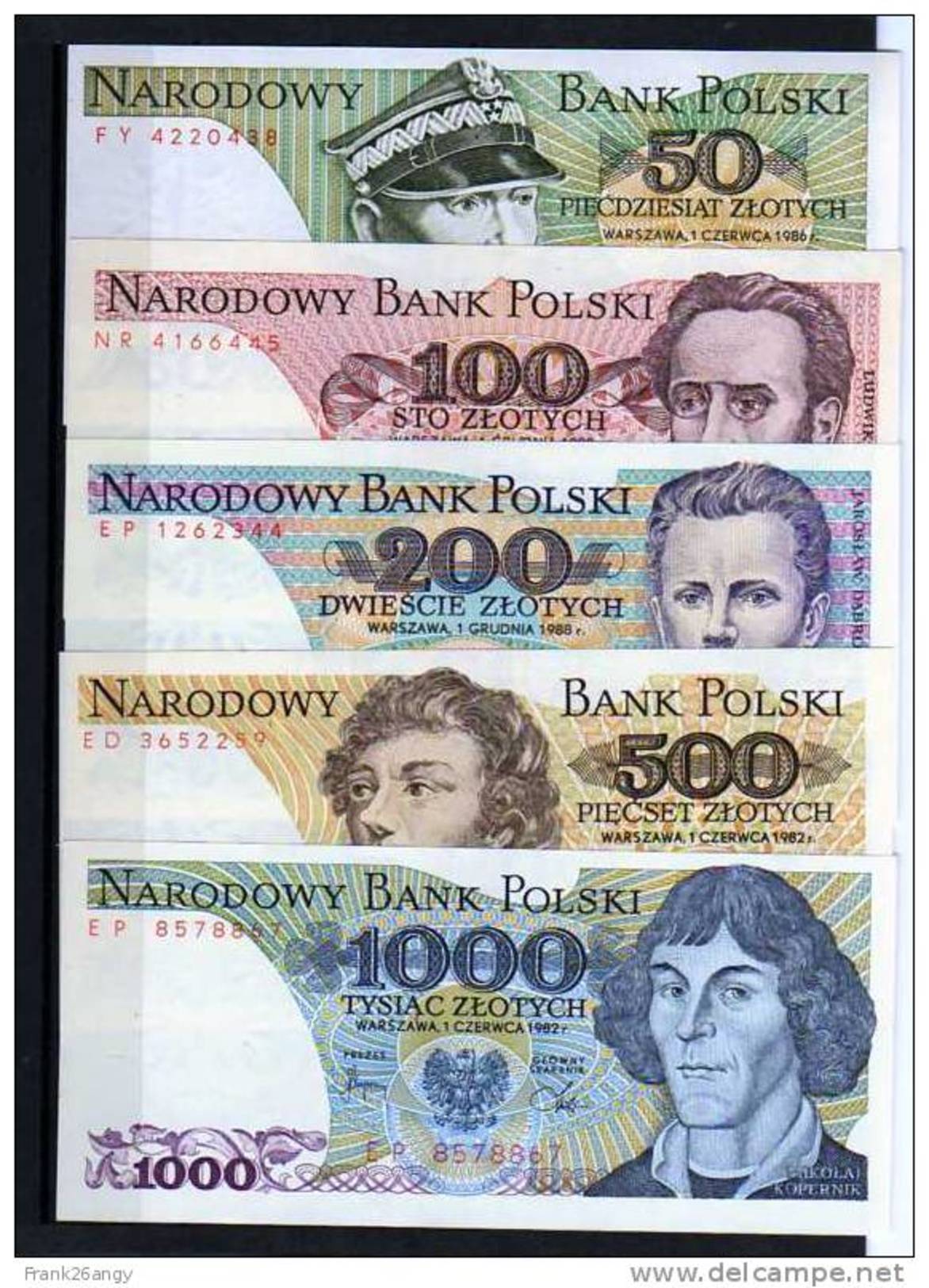 POLONIA - Lotto Di 5 Banconote Da 50-100-200-500-1000 Zlotz In Condizioni FDS - Poland