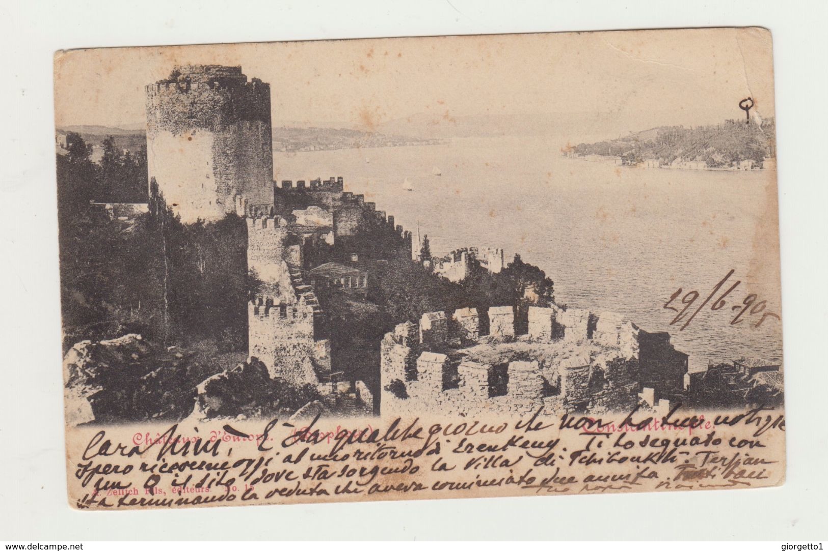 COSTANTINOPOLI -CASTELLO D'EUROPA - UNION POSTALE UNIVERSELLE -  VIAGGIATA 1905 - AFFRANCATA CON 20 PARA 20 - POSTCARD - Turchia