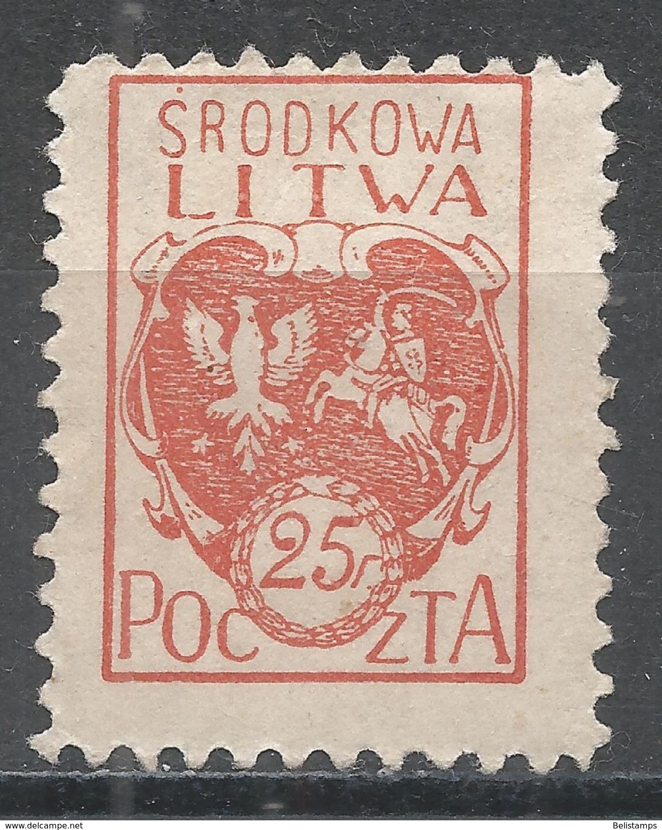 Central Lithuania 1920. Scott #1 (MH) Coat Of Arms - Lituanie