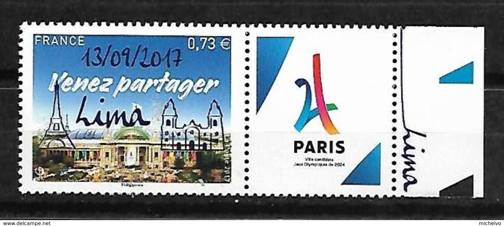 France 2017 - Paris - Ville Candidate Aux JO 2024 ( Surcharge LIMA )  ** - Neufs