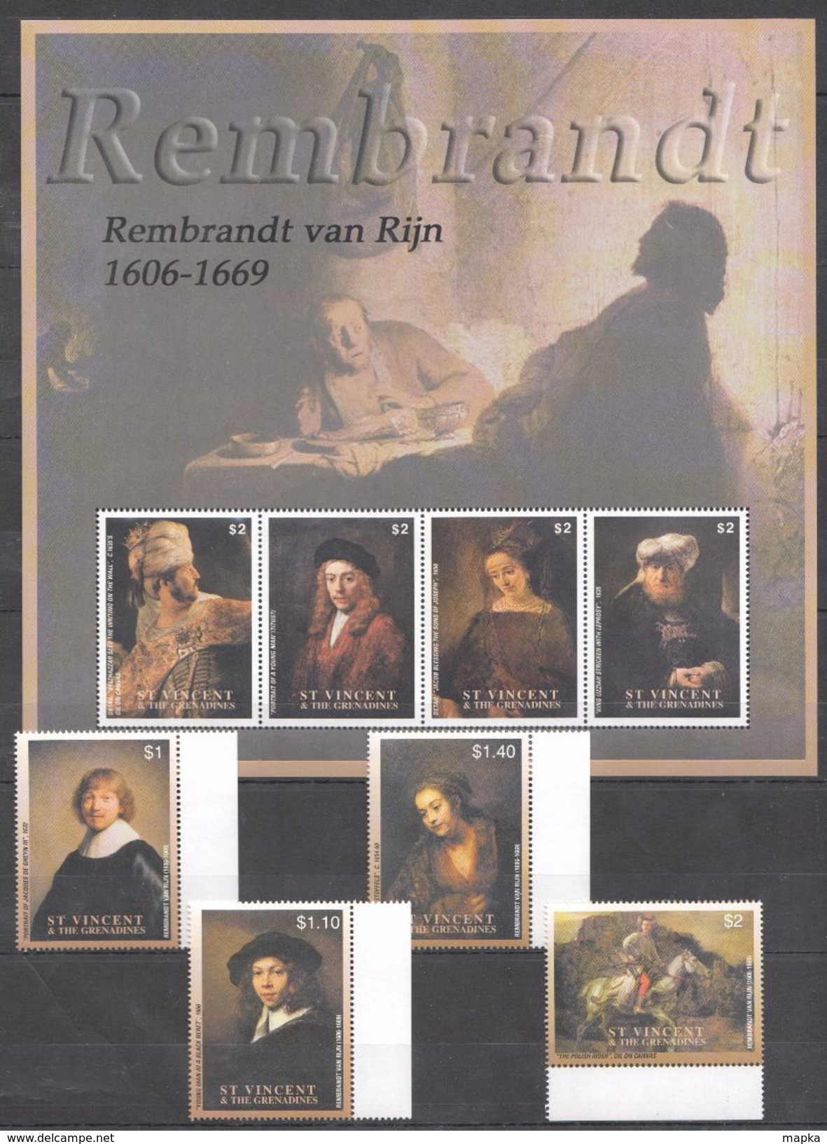 P669 ST.VINCENT & THE GRENADINES ART REMBRANDT VAN RIJN 1KB+1SET MNH - Rembrandt