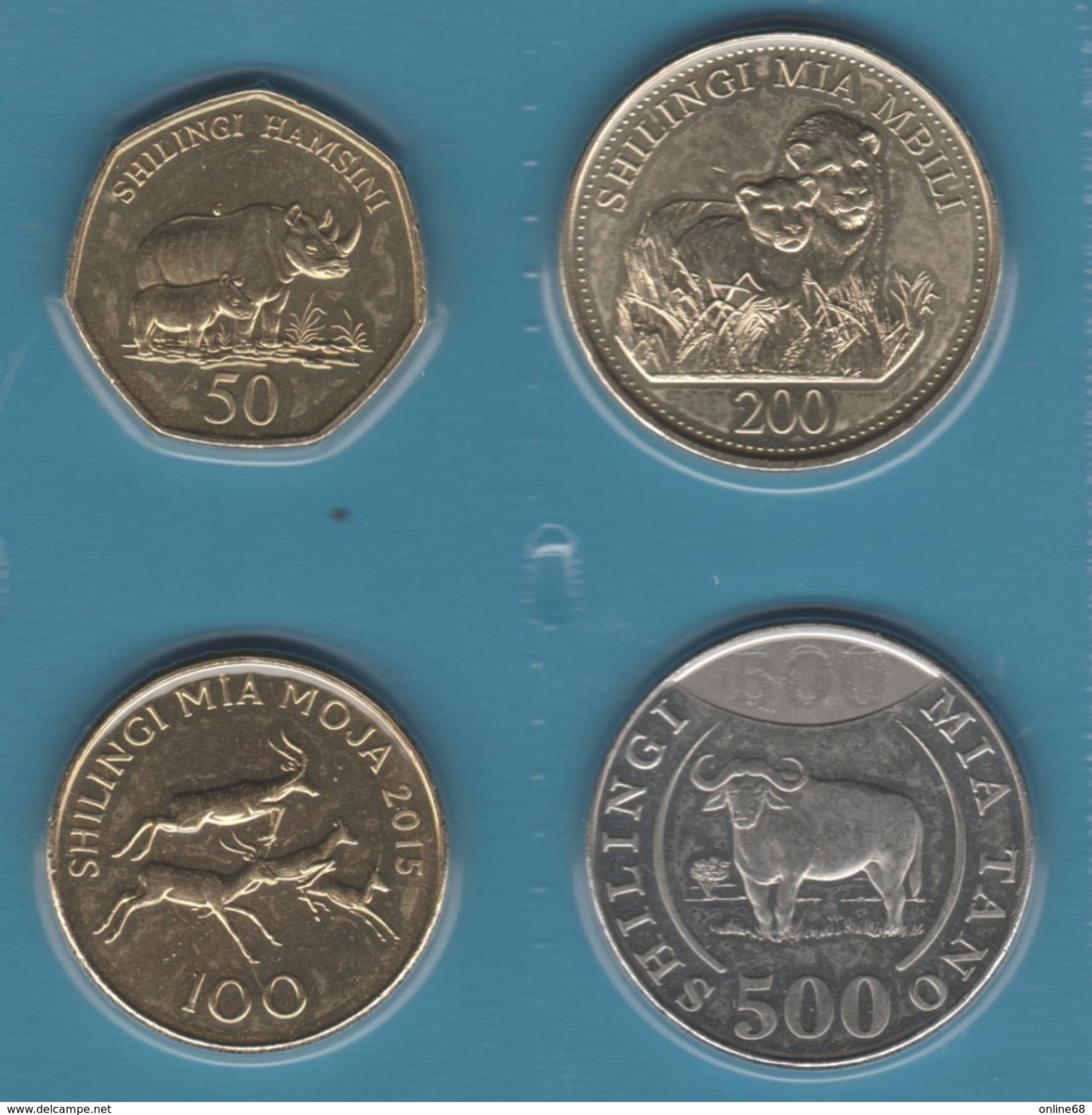 TANZANIA COIN SET 4 MONNAIES 50 SHILINGI - 500 SHILINGI 2014 - 2015  UNC ANIMAL LION - Tanzanía