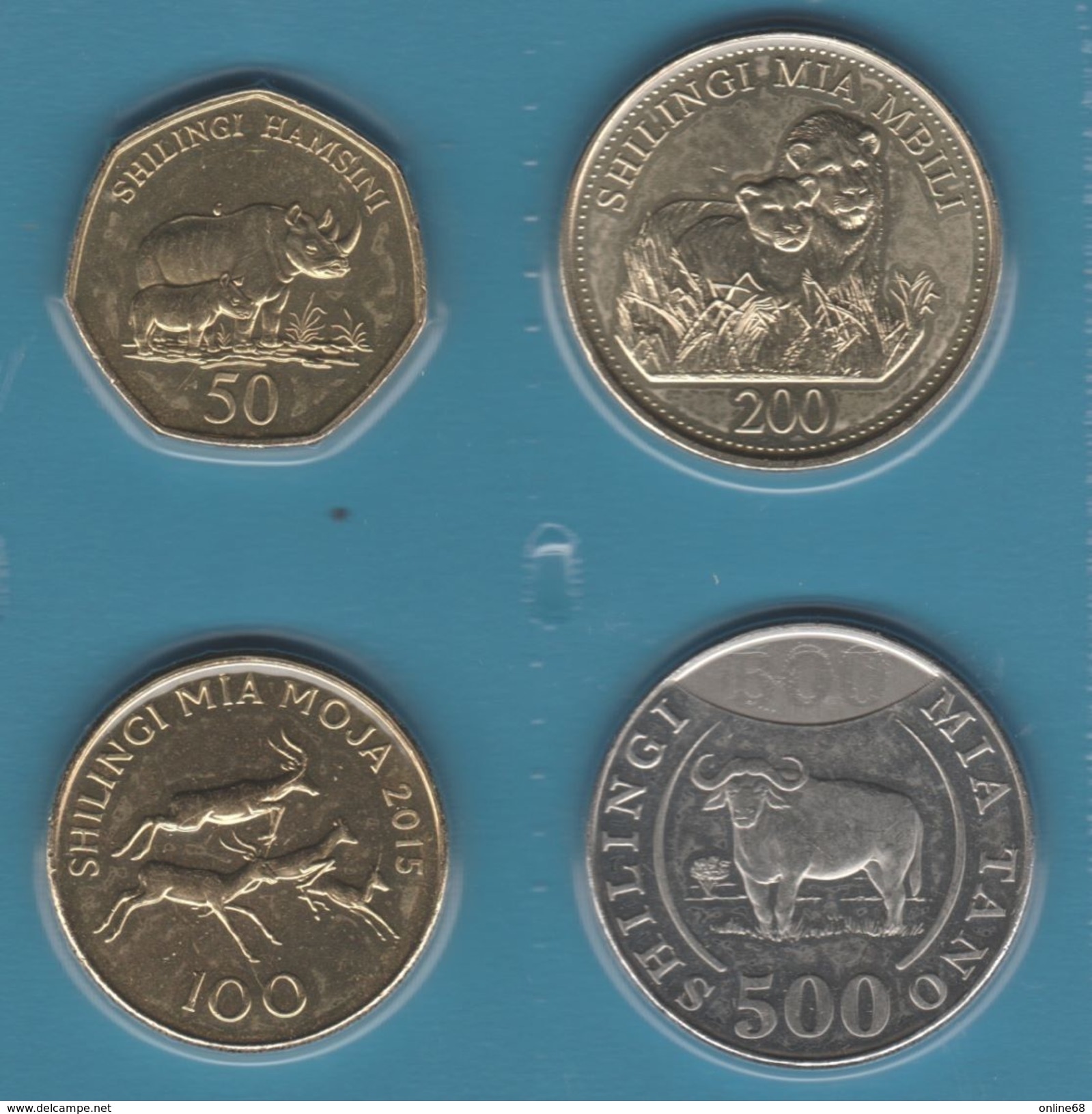 TANZANIA COIN SET 4 MONNAIES 50 SHILINGI - 500 SHILINGI 2014 - 2015  UNC ANIMAL LION - Tanzania
