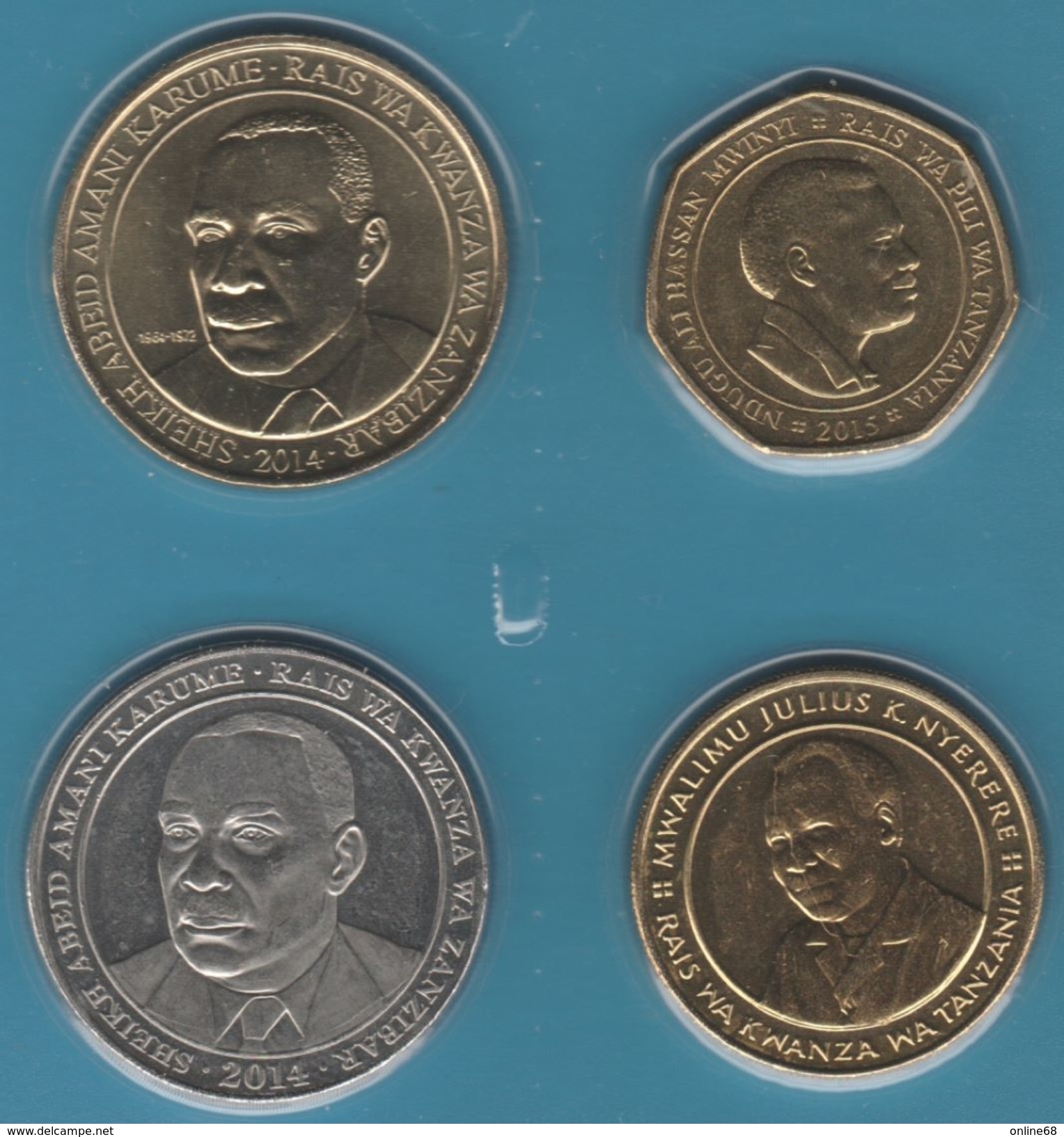 TANZANIA COIN SET 4 MONNAIES 50 SHILINGI - 500 SHILINGI 2014 - 2015  UNC ANIMAL LION - Tanzanie