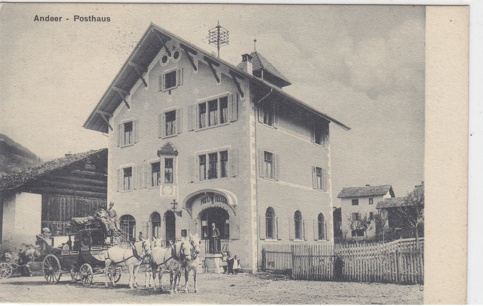 Andeer - Posthaus Mit Postkutsche - Feldpoststempel     (P-81-20331) - Andeer