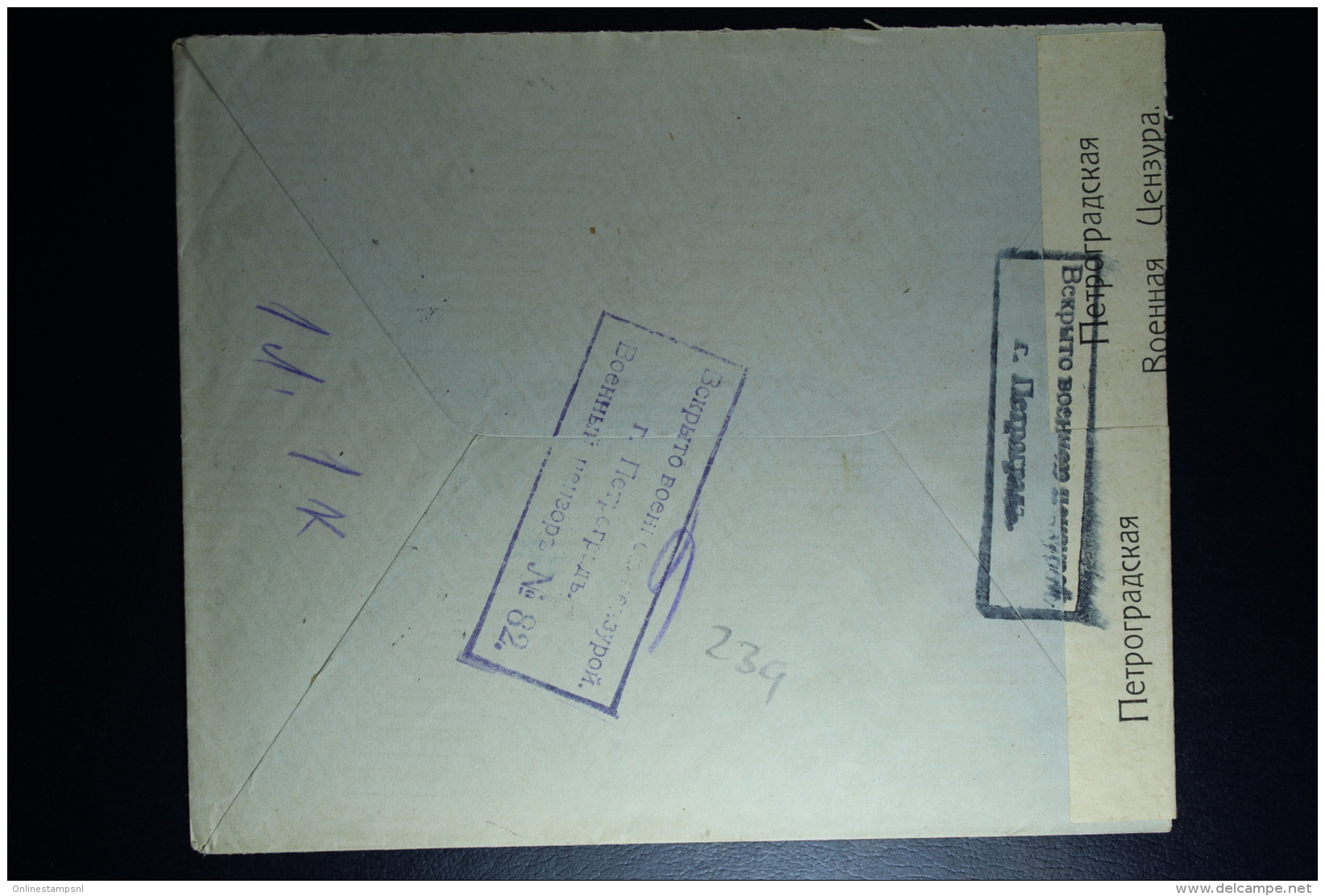 Russia Cover Riga Registered 1916 To Copenhagen Red Cross Cencor Cancel + Strip - Lettres & Documents