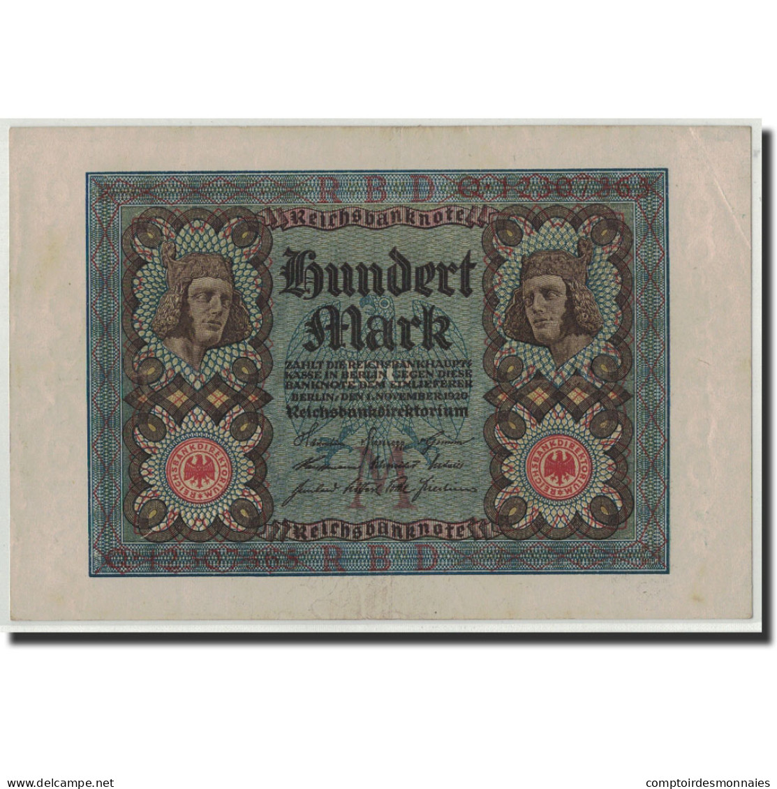 Billet, Allemagne, 100 Mark, 1920, 1920-11-01, KM:69b, TTB+ - 100 Mark