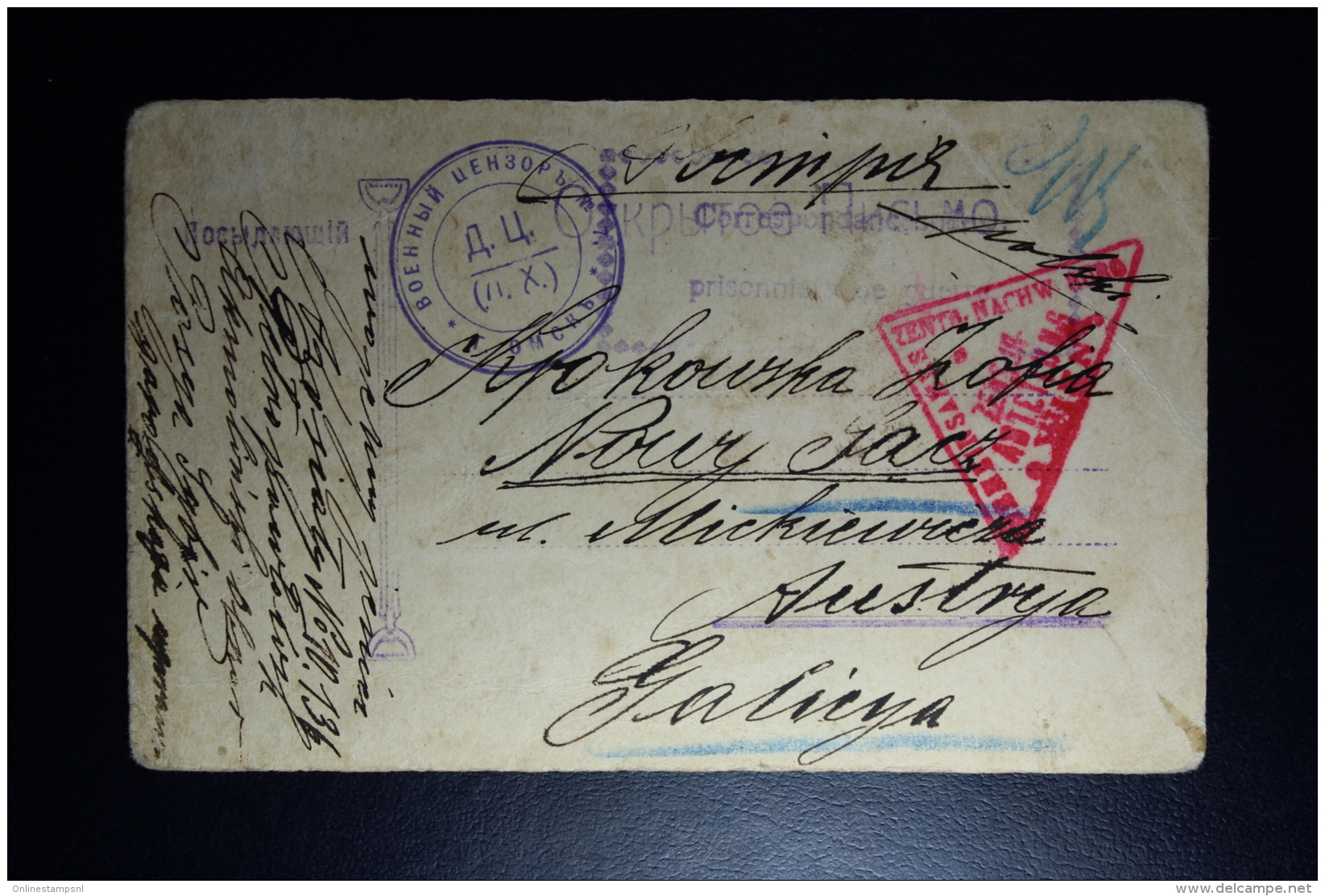 Russia POW  Postcard Petropalovsk 1916 To Austria Censor Cancels - Brieven En Documenten