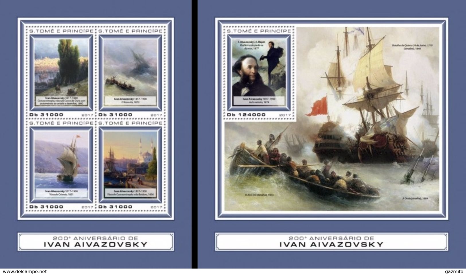 S. Tomè 2017, Art, I. Aivazovsky, 4val In BF +BF - Moderne