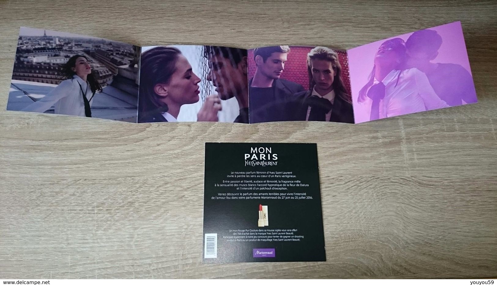 PUBLICITE / CARTE / DÉPLIANT DU PARFUM MON PARIS D'YVES SAINT LAURENT YSL - VIDE = UTILISÉ - Publicidad (gacetas)