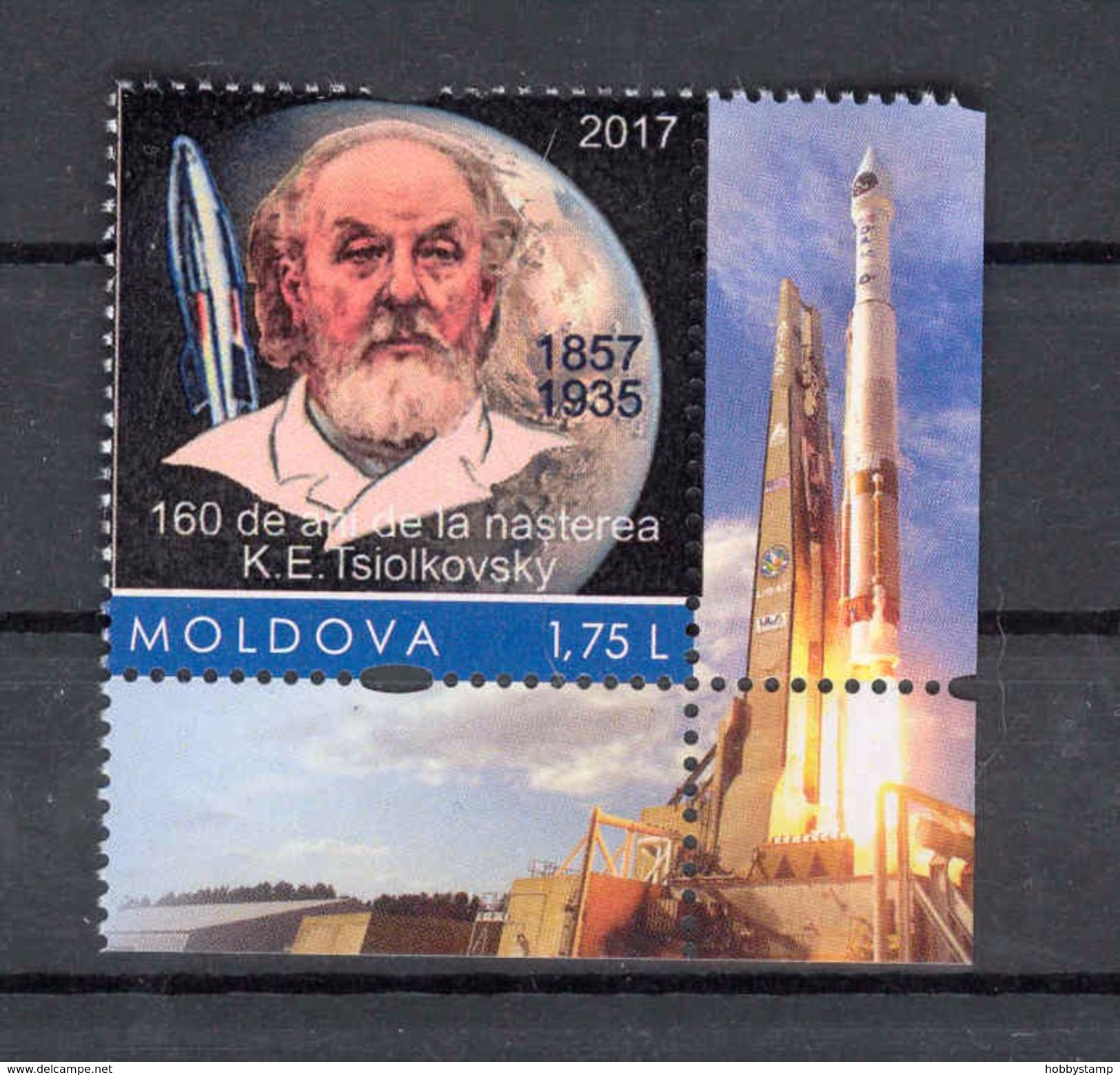 Moldova 2017 160th Anniversary Of The Birth Of Tsiolkovsky Personalized Stamp MNH - Moldova