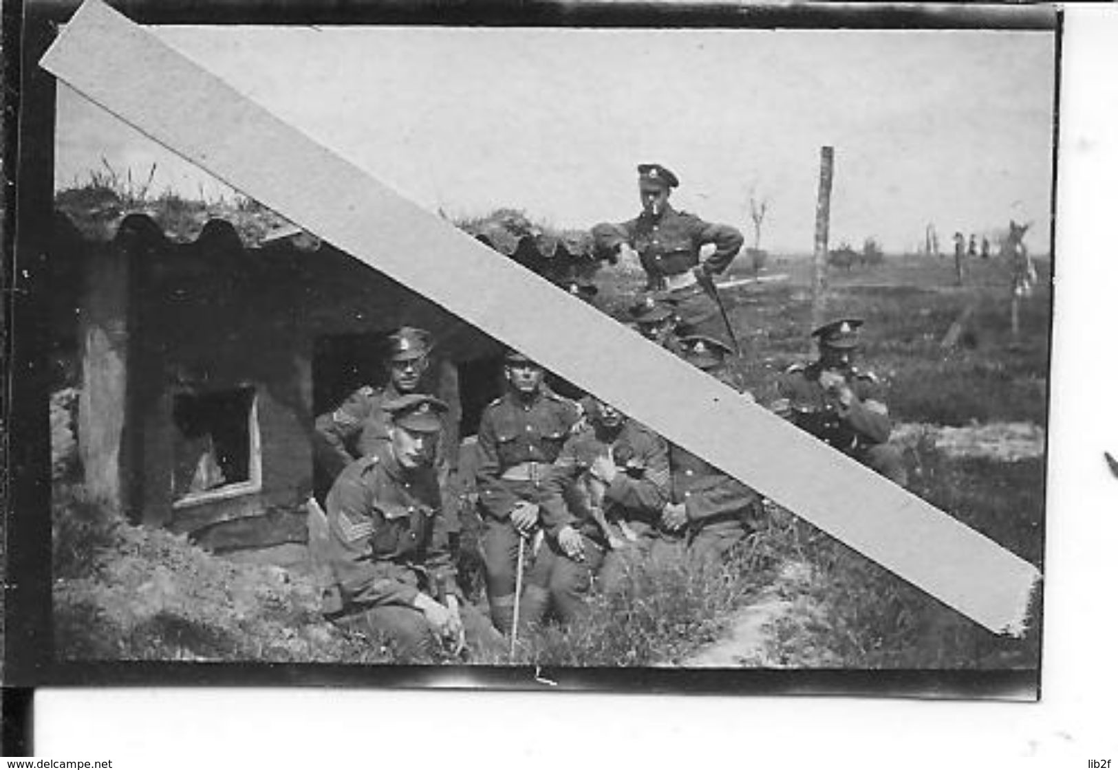 Flandres Flandern Somme Nord Sergents Canadiens Et Leur Mascotte Devant Un Abri 1 Photo 14-18 1914-1918 Ww1 1wk - War, Military