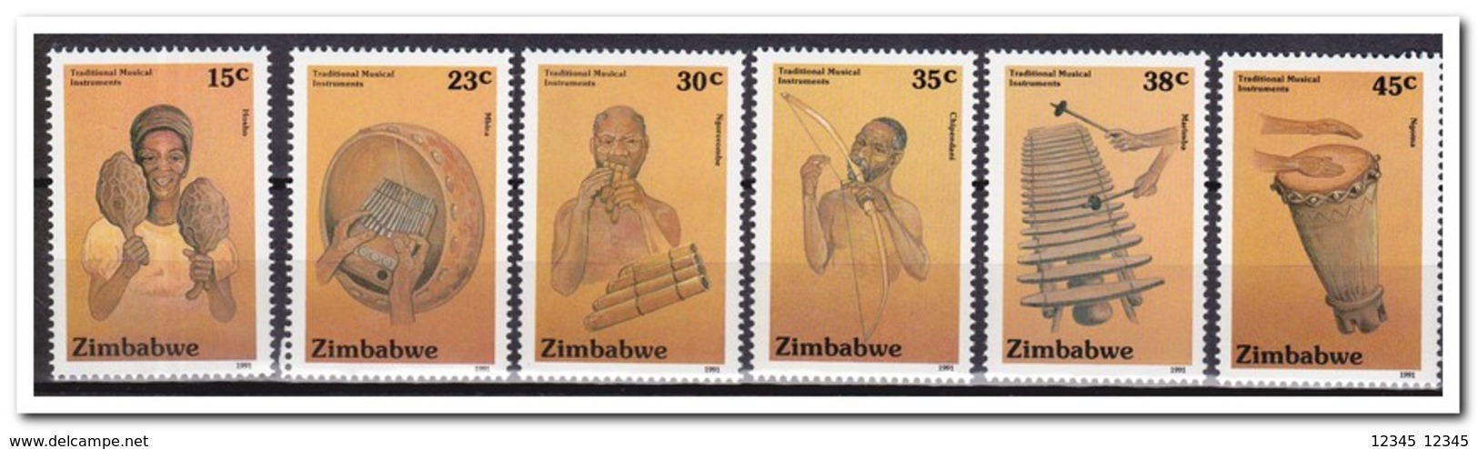 Zimbabwe 1991, Postfris MNH, Music Instruments - Zimbabwe (1980-...)