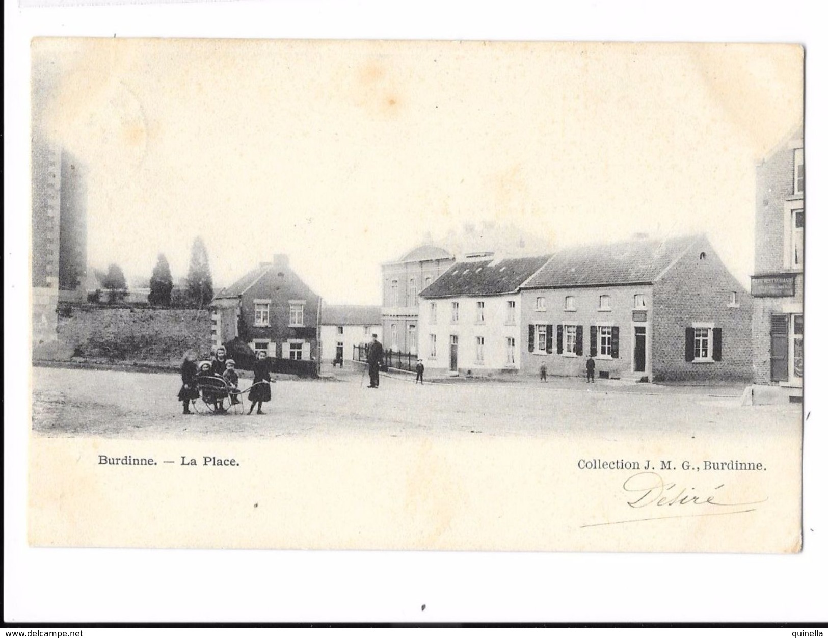 Burdine  ( M 3238 )  Des Enfants Avec Charrette Sur La Place - Burdinne