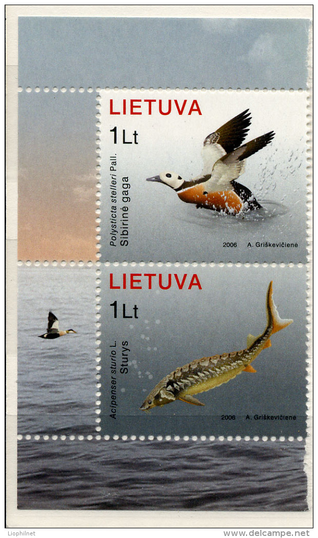 LITHUANIE LIETUVA 2006, CANARD Et ESTURGEON, 2 Valeurs,  Neufs / Mint. R1186 - Lituanie