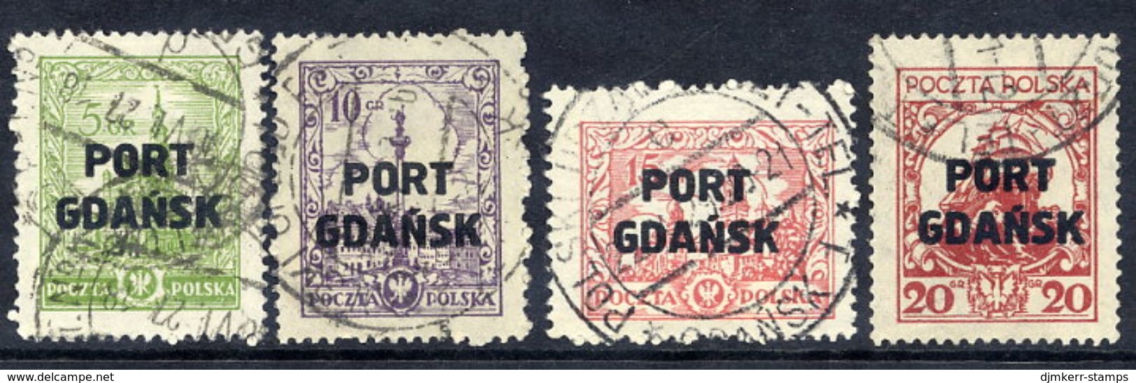 PORT GDANSK 1926-27 Overprints On .Buildings Definitives, Set Of 4 Used  Michel 15-18 - Occupations