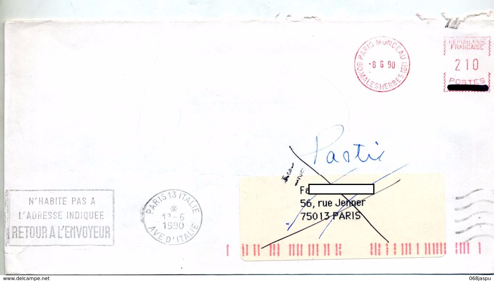 Lettre Machine Paris + Flamme Paris Retour + Muette - Mechanical Postmarks (Other)