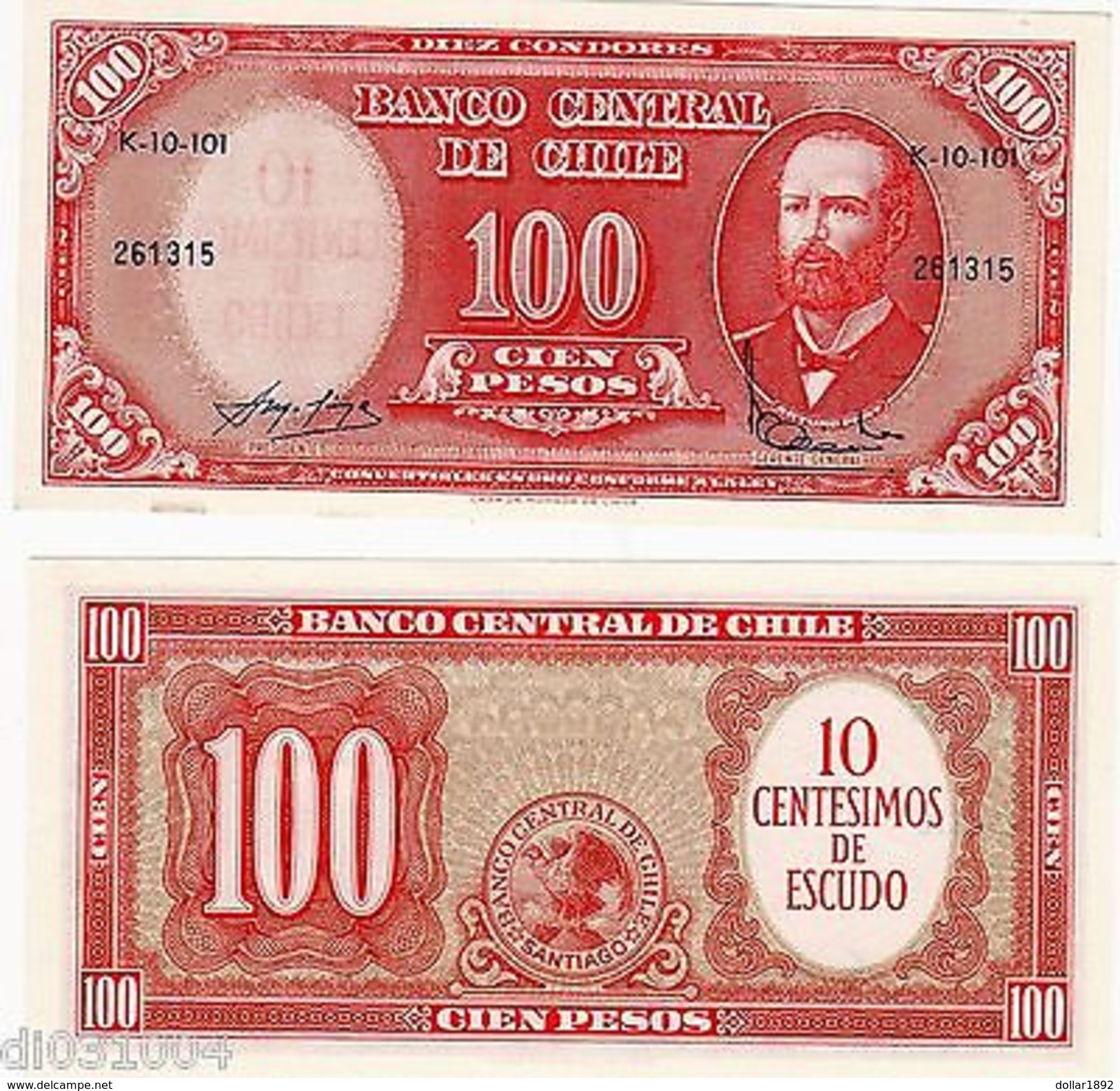 CHILE Billet 100 PESOS SURCHARGE 10 CENTIMOS DE ESCUDO (1960-61) P127 NEUF UNC  - Andere - Oceanië