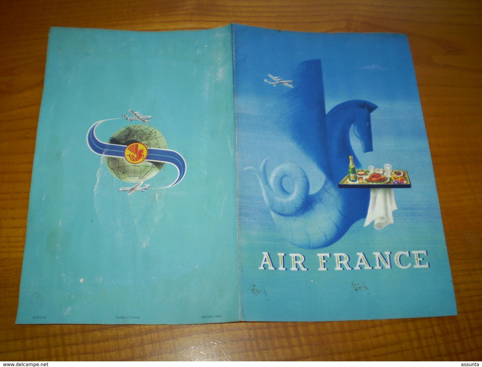 Menu Air France De L'escale Du Caire Sur Le Vol Paris Tunis Tananarive Le 31 Juillet 1955;avion,Pégase & Plateau Repas - Menus